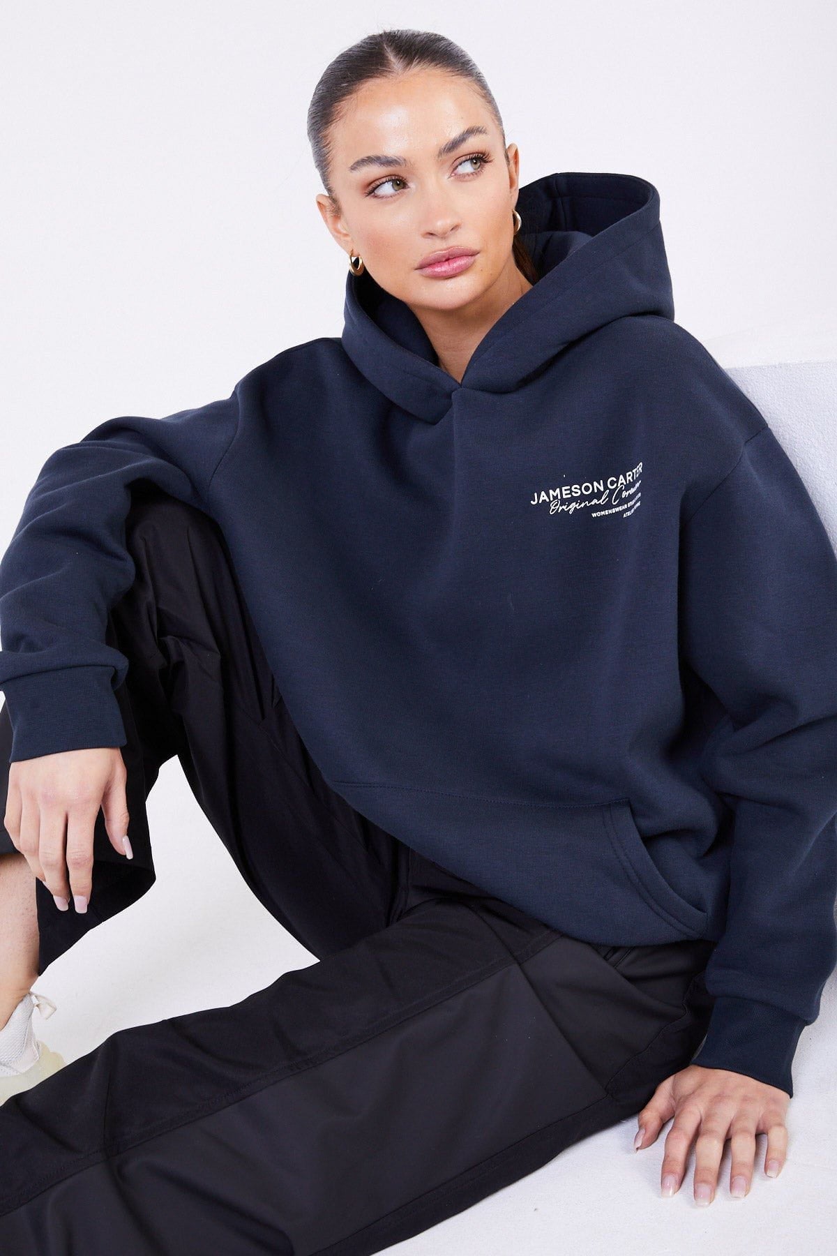 Jameson Carter Navy Atelier Oversized Hoodie - Navy Image 1