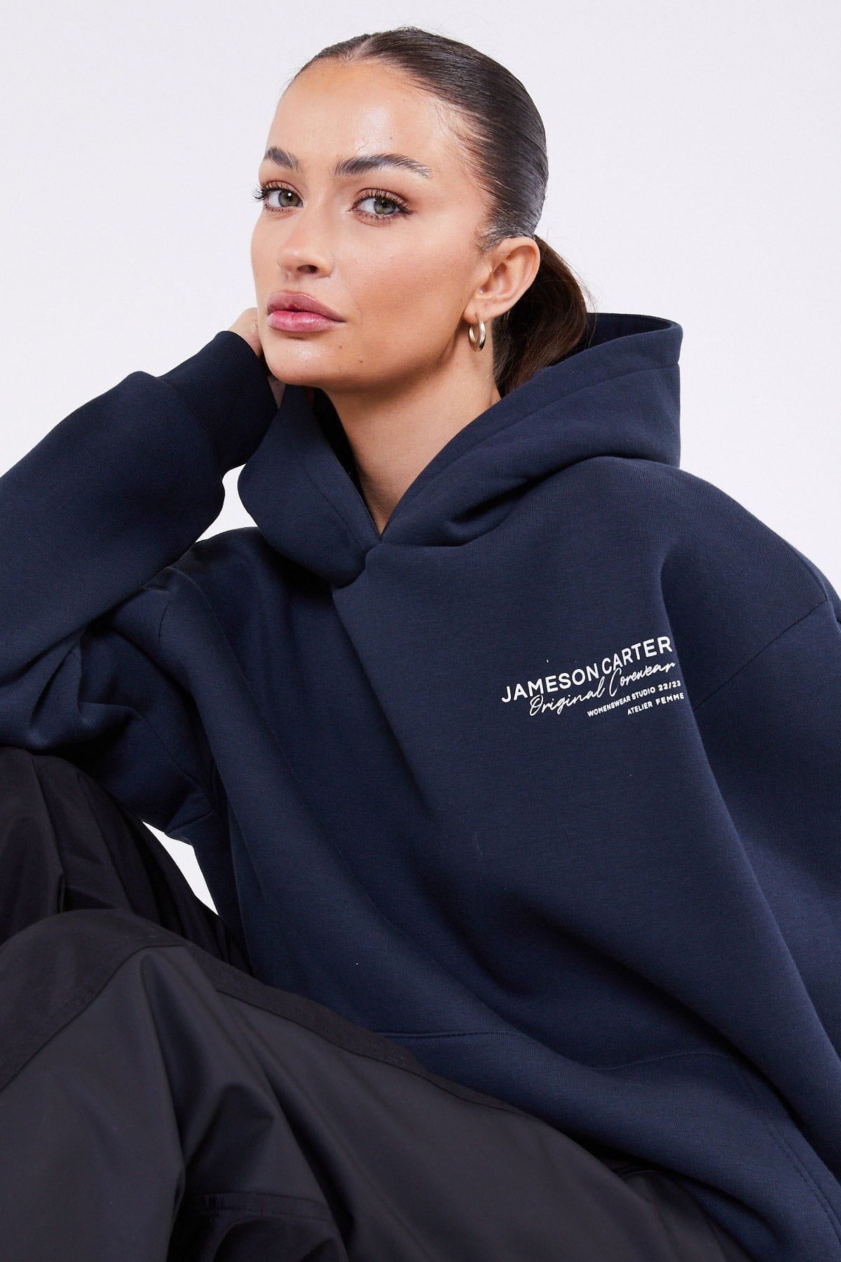 Jameson Carter Navy Atelier Oversized Hoodie - Navy Image 4