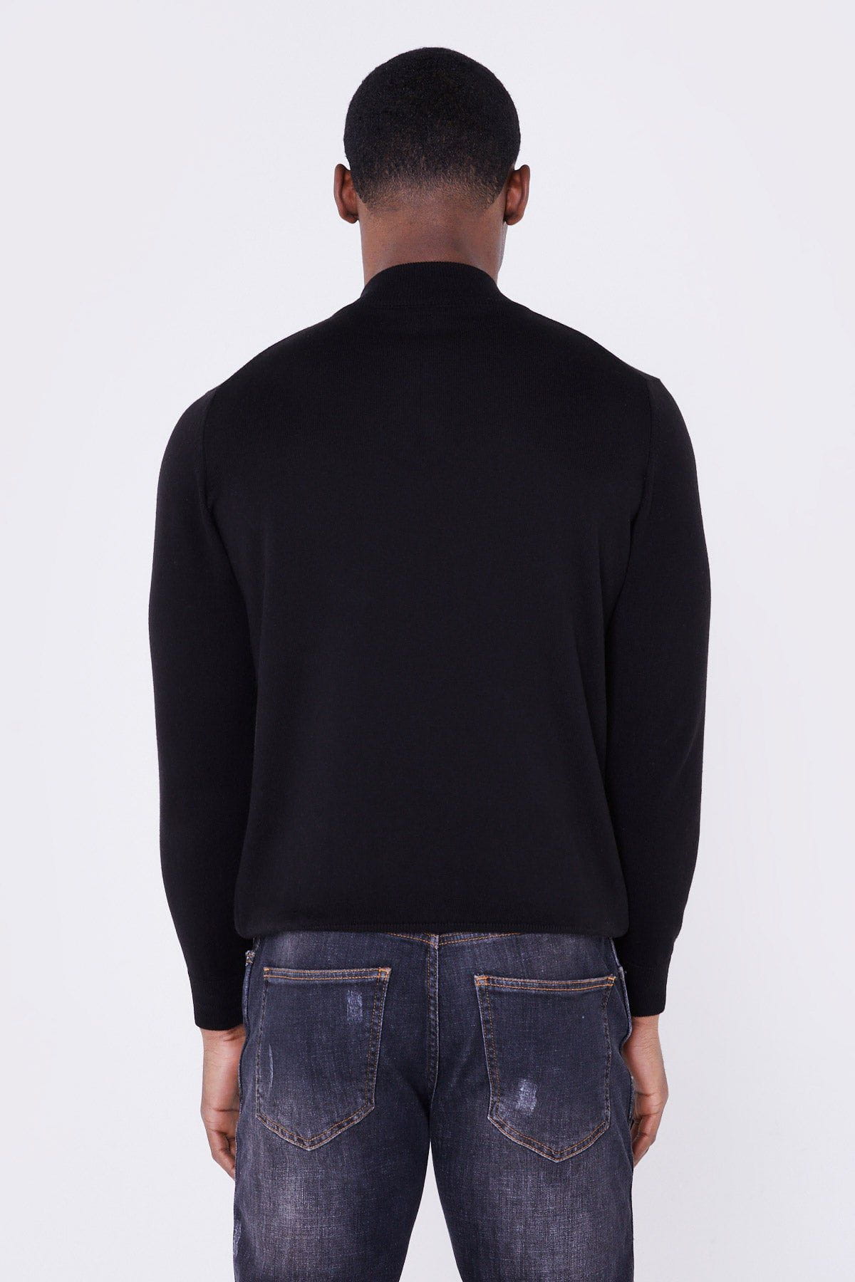 Jameson Carter Jumper Sloane Knitted Quarter Zip - Black