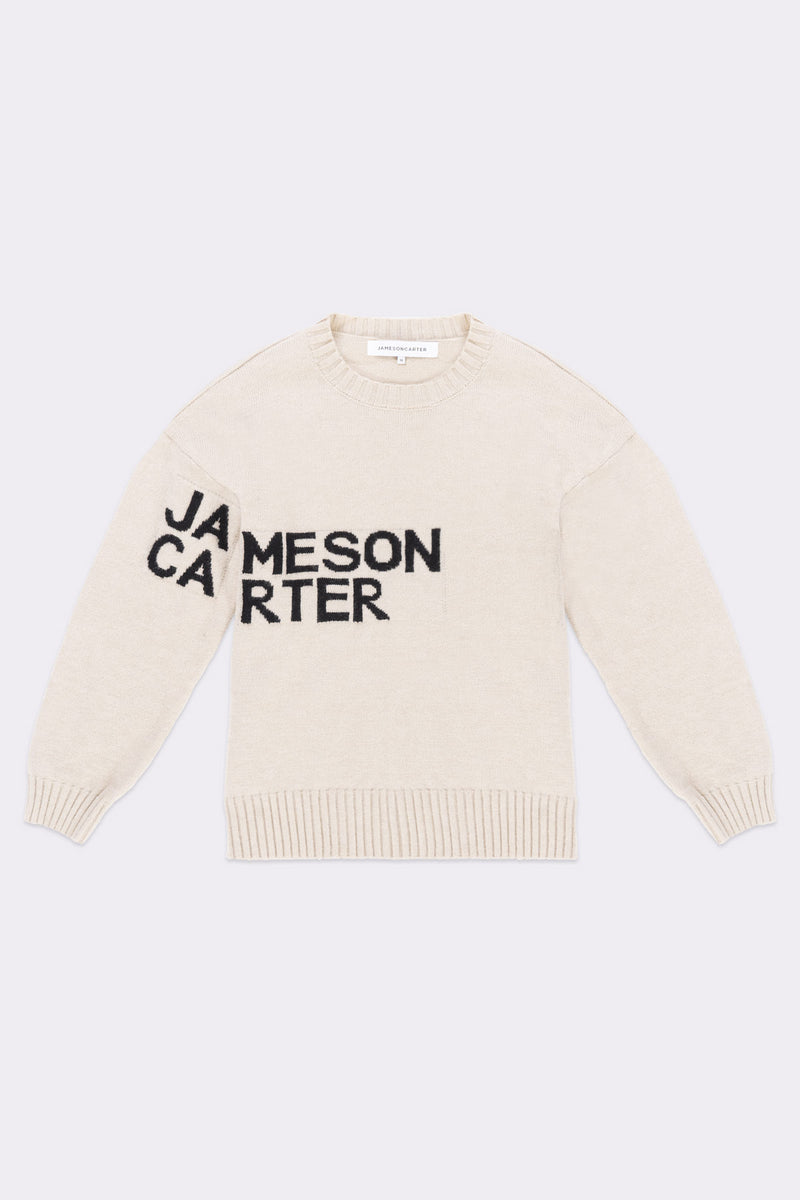 Jameson Carter Stone Ruth Knit Loose Fit Crew Neck Jumper - Stone Image 1