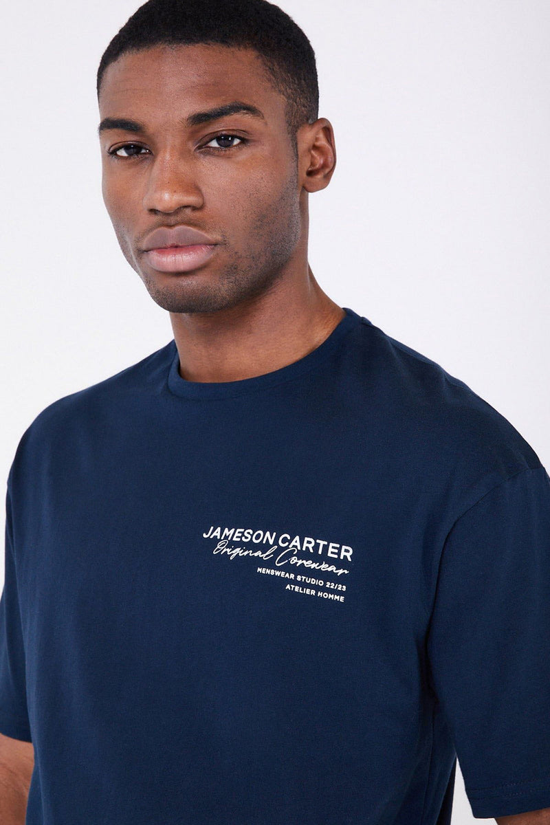 Jameson Carter Navy Atelier T-Shirt - Navy Image 3