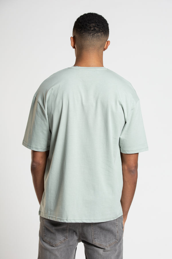 Jameson Carter Sage Paint Oversized Stripe T-Shirt - Sage Image 2