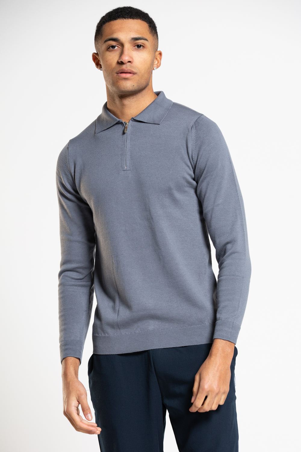 Jameson Carter Blue Ford Knitted Polo - Blue Image 1