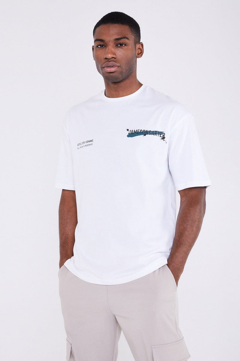 Jameson Carter T-Shirts Paint Spray Oversized T-Shirt - White