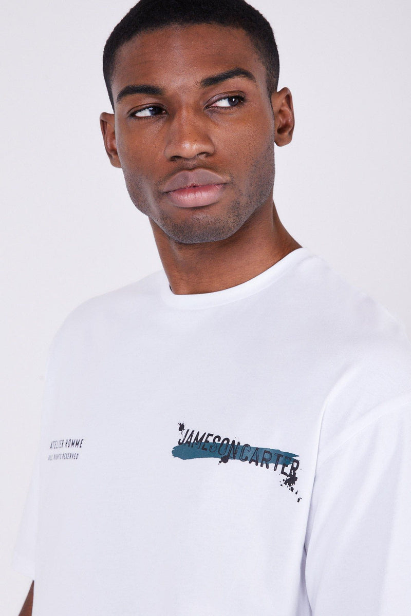 Jameson Carter T-Shirts Paint Spray Oversized T-Shirt - White