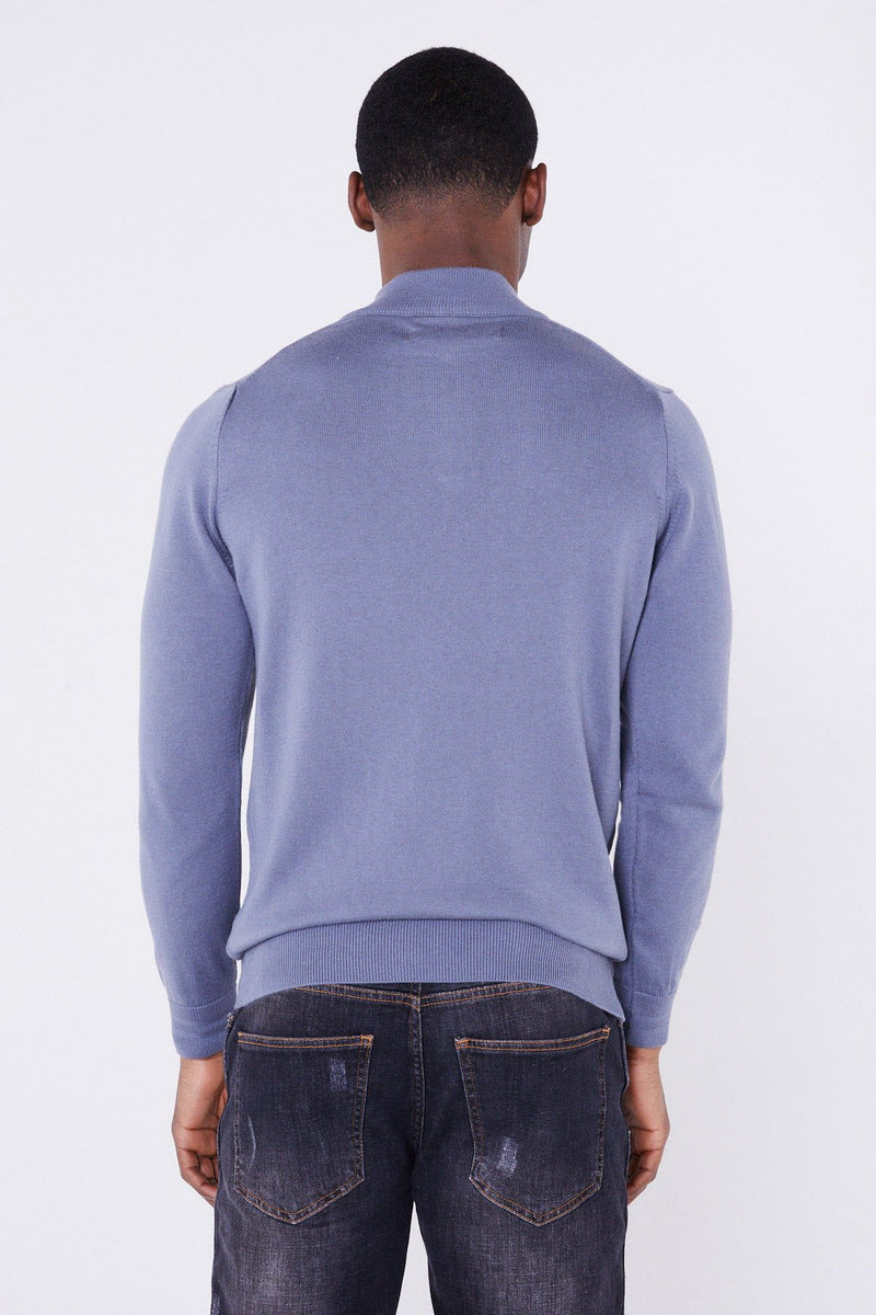 Jameson Carter Jumper Sloane Knitted Quarter Zip - Blue