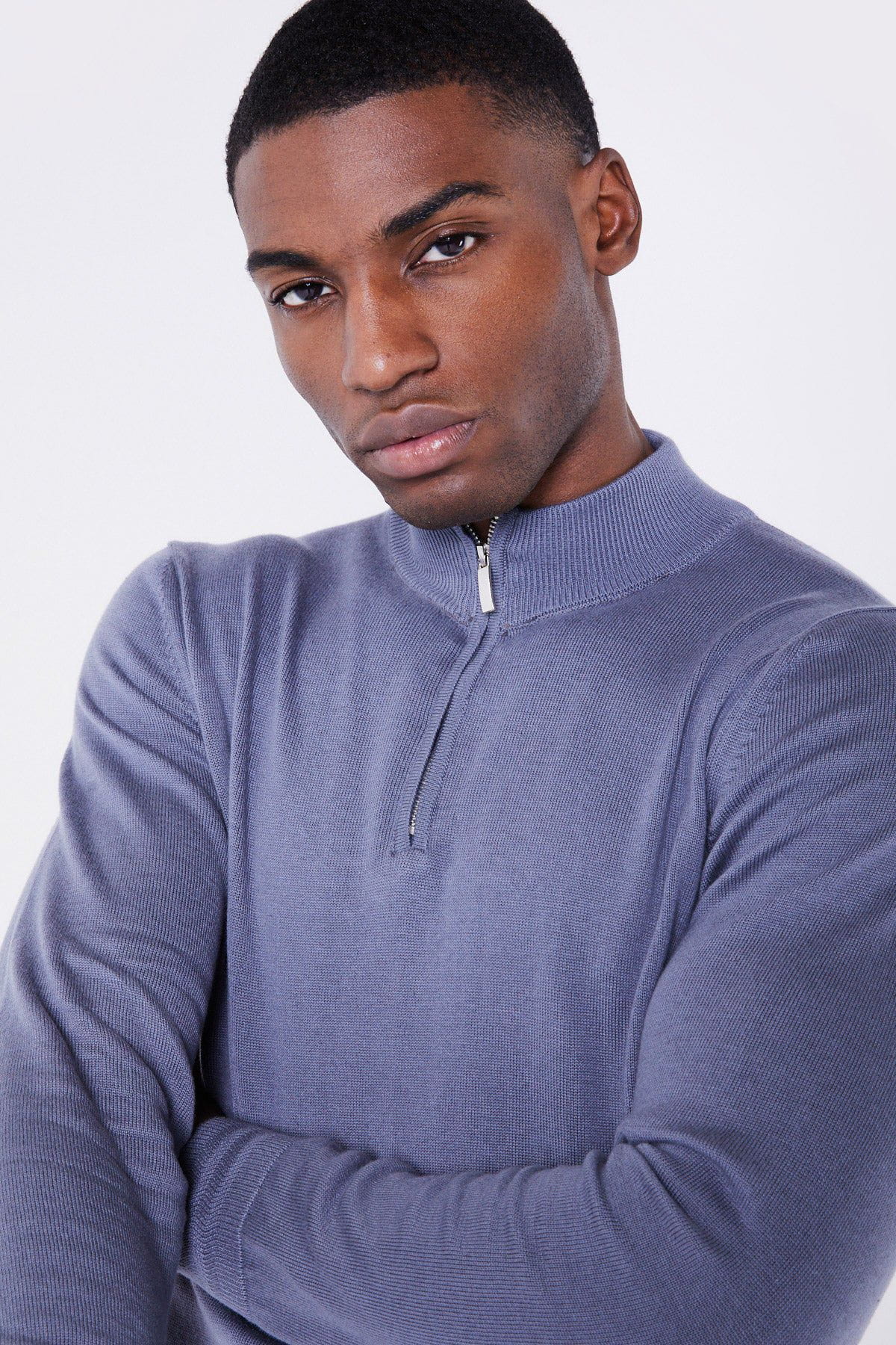 Jameson Carter Jumper Sloane Knitted Quarter Zip - Blue