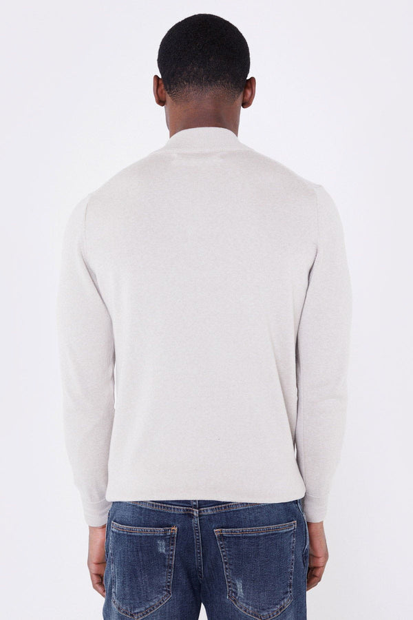 Jameson Carter Jumper Sloane Knitted Quarter Zip - Taupe